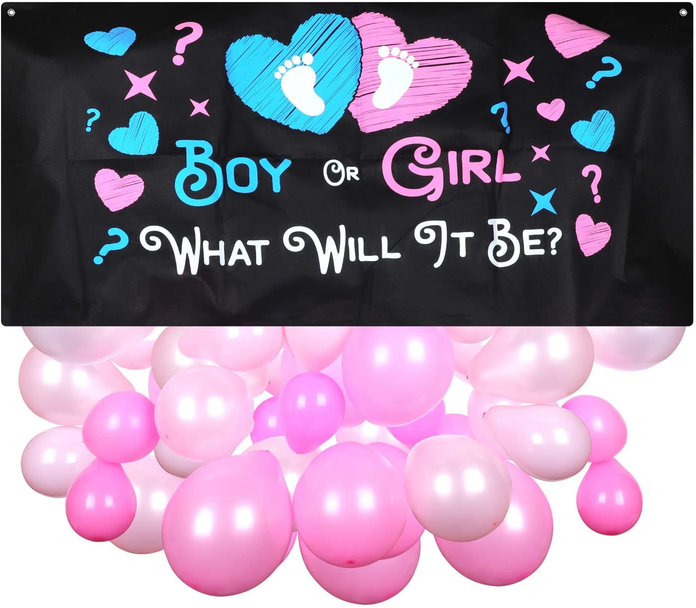 EZ Baby Gender Reveal Balloon Drop and Confetti complete kit.