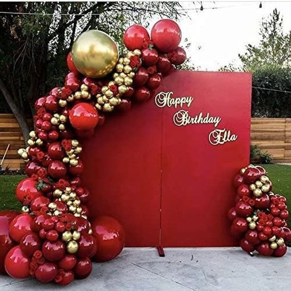 Burgundy and Gold Balloon Arch Garland Kit