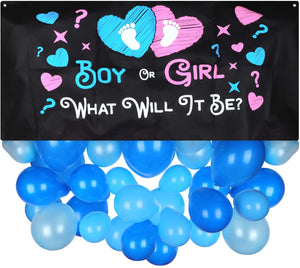 EZ Baby Gender Reveal Balloon Drop and Confetti complete kit.