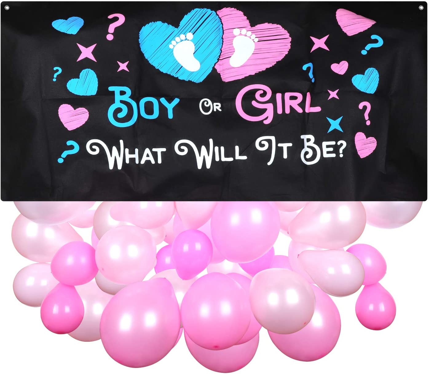 EZ Baby Gender Reveal Balloon Drop and Confetti complete kit.